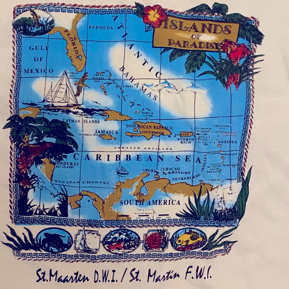 Vintage Caribbean T. Single Stitch. St. Martin St. Maartens